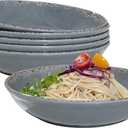 Melamine Pasta Bowls Set,6 Piece 9.25 inch Vintage Melamine Pasta/Salad/Ramen/Noodle/dinner/Fruit Bowls, Set of 6,Unbreakable Large Shallow Serving Bowls set,Cool Grey