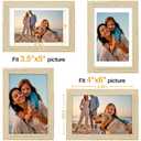 Vittanly 5x7 Picture Frame Set of 4, Display Pictures 4x6 with Mat or 5x7 without Mat, Small Photo Frames for Wall or Tabletop Display, Engineered Wood with Shatter Resistant Plexiglass, Natural