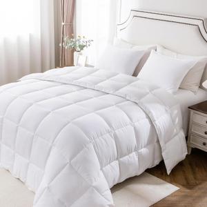 KASENTEX King Comforter Set Reversible Dual Color Goose Down Alternative Ultra-Soft, Lightweight, Machine Washable, Maintain Fluffiness, All Season Warmth (White)