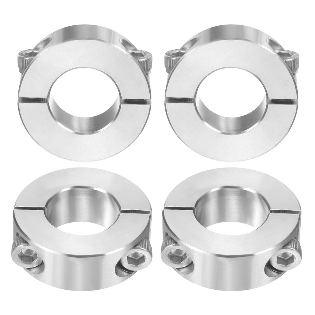 uxcell 4 Pcs Double Split Shaft Collar 20mm Bore, Two Piece Clamping Collar 40mm OD 15mm Thickness, 304 Stainless Steel Set Screw Split Collar