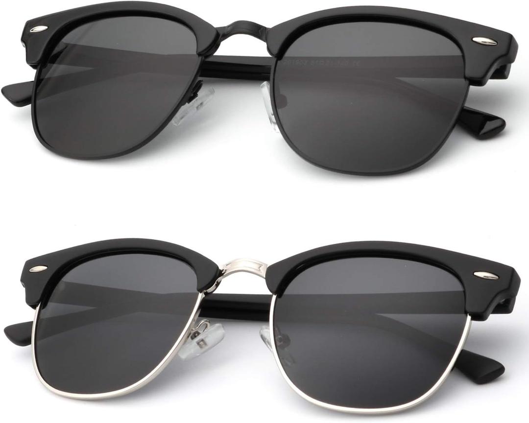 KALIYADI Polarized Sunglasses for Men and Women Semi-Rimless Frame Driving Sun glasses UV Blocking Matte Black 2