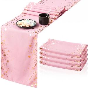 Moukeren 4 Pack Pink Gold Table Runner Decorations 12 x 108 Inch Sequin Rectangular Table Runners for Birthday Wedding Graduation New Years Party Decor