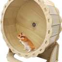 Hamiledyi Wooden Hamster Wheel, Small Pets Exercise Wheel, Silent Running Wheel for Gerbil, Mice, Guinea Pigs, Dwarf Syrian Hamster (8.26in)