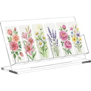 1 Pc Freestanding Acrylic Bookmark Display Holder for Business Multiple No Assembly Required 2'' Bookmark Organizer Stand for Vendors Retail Store Craft Show (One-Layer 6 Slots)
