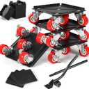 1200 lb Capacity - Heavy Duty Furniture Movers with Wheels and Moving Dolly, Includes Furniture Lifter Jacks Tool Set, Gliders, Sliders, 5 Rollers Casters Cart. Easily Move Furniture, Piano, Equipment (5.3" x 5.3", Black)