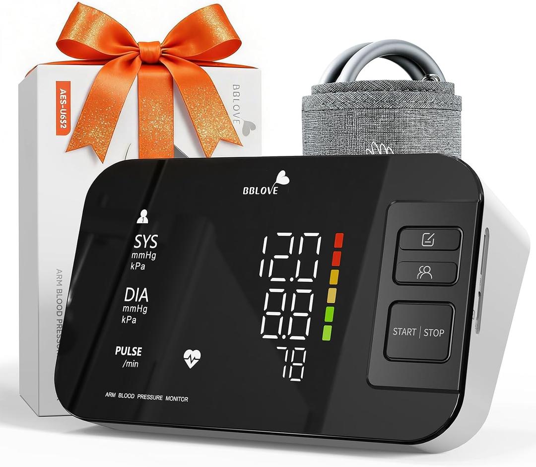 Blood Pressure Monitors for Home Use, Medical-Grade Accuracy,Automatic Measurement Rechargeable Blood Pressure Machine with Large LED Three-Color Warning for 2 User, Birthday Gifts for Family