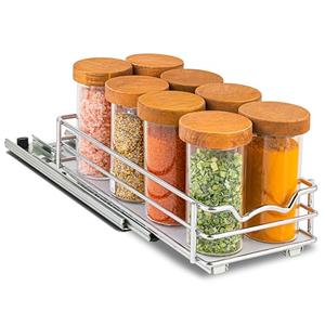 Pull Out Cabinet Organizer for Spices, Cans - Heavy Duty - Pull Out Spice Rack- Cabinet Pull Out Shelf for Cans,Dishes, Etc, 4-1/2"W x 10-1/2"D x 2-3/4”H, Chrome