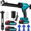 SEESII Cordless Caulking Gun, 21V Battery Powered Caulk Gun, Electric Caulking Gun w/2 x 2.0Ah Batteries, 9Pcs Caulk Remover Tool, LED Light, Auto Retract for Filling, Sealing