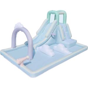 Bounceland Splash N’ Dash Dream Water Slide, 14.4ft L x 9.1ft W x 6.8ft H inflated Size, Outdoor Fun w/Long Slide, Giant Splash Pool, Water Spray, Climbing Wall, Active Play for Kids