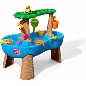 Step2 Tropical Rainforest Kids Water Tables, Outdoor Toddler Activity Table, Ages 1.5+ Years Old, 13 Piece Water Toy Accessories, Blue & Green