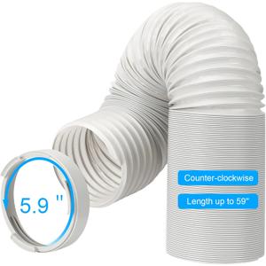 Portable Air Conditioner Hose Kit AC Hose with Adapter 5.9" Dia 59" Length Flexible Exhaust Hose and AC Unit Tube Connector for Portable Air Conditioner Vent Portable Air Conditioner Hose Kit AC Hose with Adapter 5.9" Dia 59" Length Flexible Exhaust Hose and AC Unit Tube Connector for Portable Air Conditioner Vent