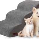 Aodisman 3-Step Dog Ramp and Stairs for Sofa and Chair - Non-Slip Sturdy Pet Steps for Small Dogs and Cats,15.7" H,Grey