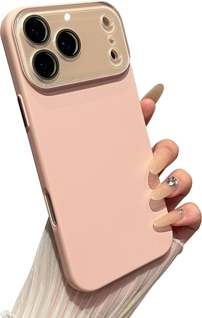 Caseative Solid Color Full Camera Lens Protection Compatible with iPhone Case (Pink,iPhone 17 Pro)