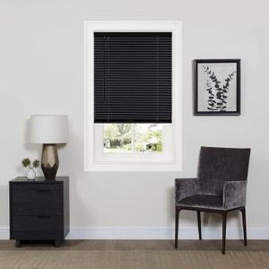 Cordless Room Darkening Mini Blind - 43 Inch Width, 64 Inch Length, 1" Slat Size - Black - Cordless GII Deluxe Sundown Horizontal Windows Blinds for Interior by Achim Home Decor