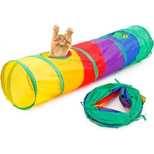 iCAGY Cat Tunnel for Indoor Cats Interactive, Rabbit Tunnel Toys, Pet Toys Play Tunnels for Cats Kittens Rabbits Puppies Crinkle Pop Up Rainbow 45"