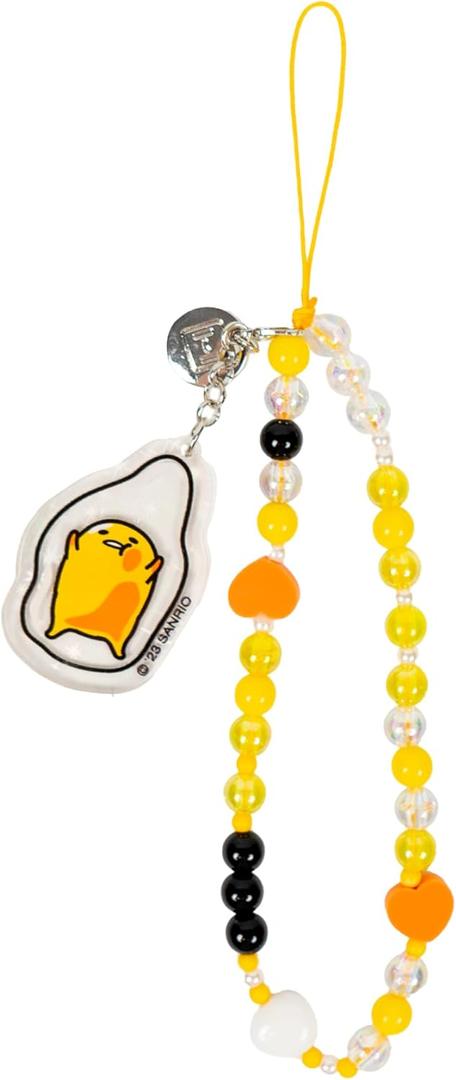 iFace Hello Kitty and Friends Beaded Wristlet Universal Phone Charm Strap - Cute Wrist Chain Lanyard Aesthetic Decor Strap for Cell Phone Camera Keys AirPods Keychains (Gudetama)