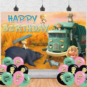 Trash Truck Birthday Party Backdrop, Decoration, and Banner - Photo Background Props for Boys and Girls - 5x3ft