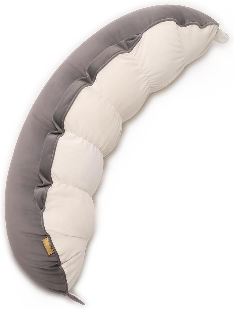 Peallow  Cuddle Pillow, Bolster Pillow for Sleeping, Soft Hugging Pillows for Adults, Great for Sleep & Lumbar Support (29", Gray-white)