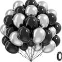 Black and Silver Balloons, 60pcs 12inch Black Metallic Silver Balloons for Graduation 2025 Birthday Party Decorations