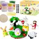 3 x LAHAND Easter Air Dry Clay Kits for Kids,DIY Model Magic Clays,JesusBunnyEggs Craft DIY kit, This Clay Sets Can be Used as Easter Basket Stuffing or Classroom Party Favors