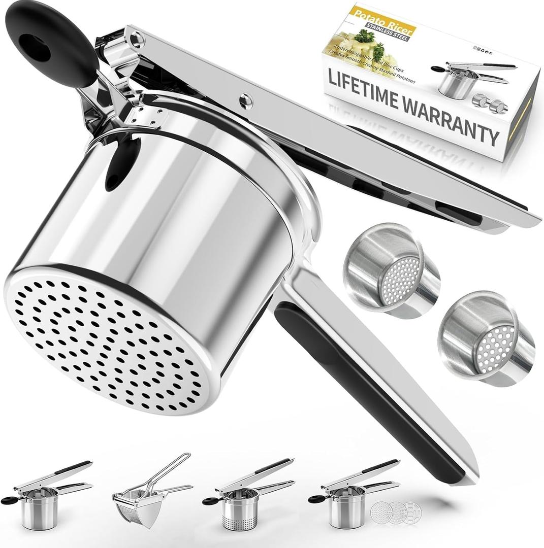 SPEENSUN Potato Ricer, Ricer for Mashed Potatoes, 15oz and 2 Interchangeable Cups Spaetzle Maker for Fluffy Mashed Potatoes,Detachable and Heavy Duty Stainless Steel Potato Masher for Baby food