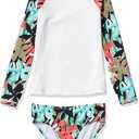 Kanu Surf Girls Long Sleeve Rashguard UPF 50 Two Piece Swim Set (10, Rowan Green)