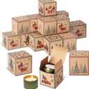 Humyoun 24 Pcs Mini Christmas Candle Boxes Small Christmas Gift Boxes with Lids 3 x 3 x 3 Inches Xmas Candle Packaging Candy Cookie Treat Kraft Bags for Gift Wrapping Xmas Party Decorations (Gnome)