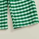 Ayalinggo St Patricks Day Baby Girl Boy Outfit Green Shamrock Long Sleeve Shirt Top Plaid Pants Set Saint Patrick's Clothes (Green)