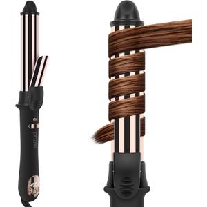 Prizm 1.25inch/32mm Automatic Curling Iron for Big Curler, Rotating Curling Wand Up to 450F, LCD Display, Auto-Shut Off & Dual Voltage, Negative Ion