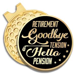 GEYGIE Retirement Goodbye Tension Black Gold Golf Ball Marker with Magnetic Hat Clip, Golf Accessories for Men Women, Golf Gift for Men Women Golfer, Birthday Retirement Gift for Dad Grandpa Golf Fan Set of 3
