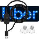 LED Car Windshield Sign - Rideshare Windshield LED Light with Blue Decal & USB Touch Dimmer (Blue)