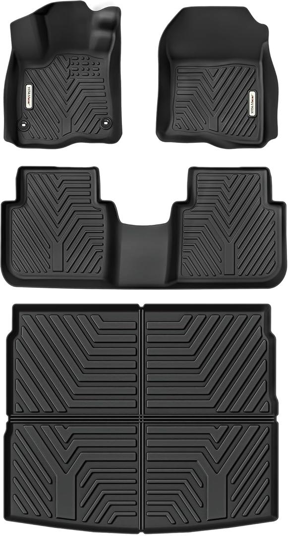 YITAMOTOR Floor Mats & Cargo Liner Fit for Honda CR-V 2026 2025 2024 2023, All Weather TPE Custom Fit CRV (Include Hybrid Models) Floor Liners with Cargo Mat (Upper Position) Full Set, Black