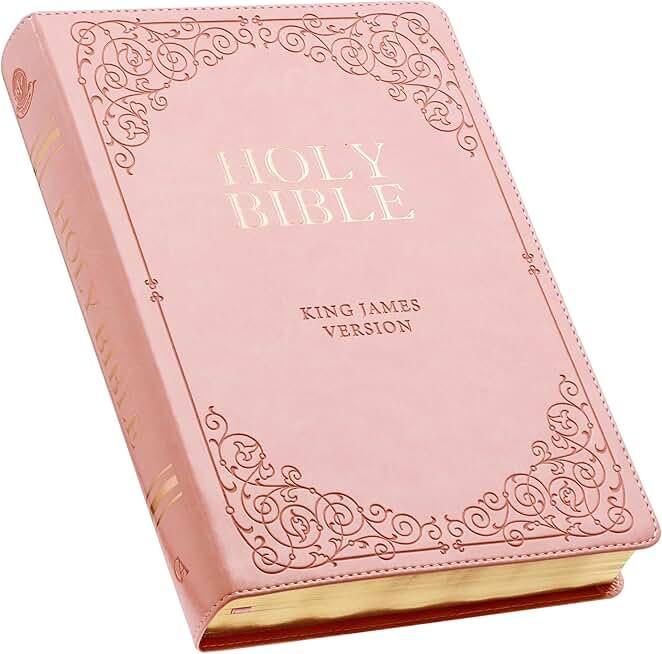 KJV Holy Bible, Giant Print Full-size Faux Leather Red Letter Edition - Thumb Index & Ribbon Marker, King James Version, Pink (KJV Full Size GP Editions)