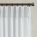 90 Inch Long Pleated Linen Curtains 2 Panel Set for Living Room 350GSM Thick Linen Textured Drapes Pinch Pleat Pure Snow White Ivory Semi Sheer Curtain for Dining Room Office Sliding Glass Doors