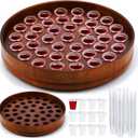 Zhehao 1 Pcs Wood Communion Trays for Churches Set Church Supplies Plates for Church with Disposable Cups (Rubber Wood)