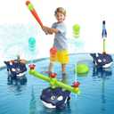 4-in-1 Whale Water Sprinkler Baseball Set for Kid,Summer Water Toy with 3 Jets, 4 Balls and Rocket Launch Game, Kids Sprinklers with 360° Rotating Sprinkler,Outdoor Water Toys for Kids Age 3+ Years