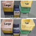 Domiella 2-Pack Crates for Storage, Storage Crates Plastic Stackable, Foldable Crate for Office Home Kitchen Bedroom Bathroom (Large, Gray)