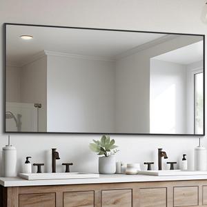 Black Bathroom Mirror for Wall, 30x60 Inch Rectangle Mirrors with Metal Frame, Modern Vanity Wall Mirror Decor for Entryway Hangs, Bathroom Living Room Horizontal or Vertical