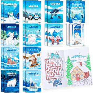 BenLouis 24 Pcs Winter Mini Coloring Books Kids Polar Animals Penguin Party Favors Small Activity Books Bulk for Kids Winter Holiday Theme Birthday Goodie Bags Stuffers Return Gifts Classroom Travel