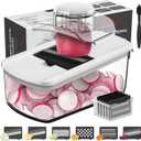 Cambom Mandoline Slicer Vegetable Slicer With 2 L Container for Potatoes, Tomatoes, Cucumbers, Carrots With 10 Blades White