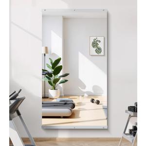 Home Gym Mirror - 55x30 Inch, 1PCS Frameless Tempered Glass Full Body Mirror for Wall Mount - Ideal for Yoga, Workout, Bedroom, Dance Studio (Silver)