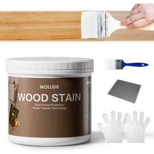 Wood Stain, 16 Oz Water Based Wood Stain and Sealer in One - No Priming, No Top Coat Required, Fast Drying|Low Odor|Non-Toxic, Perfect for Indoor and Outdoor Furniture (Transparent with Tools)