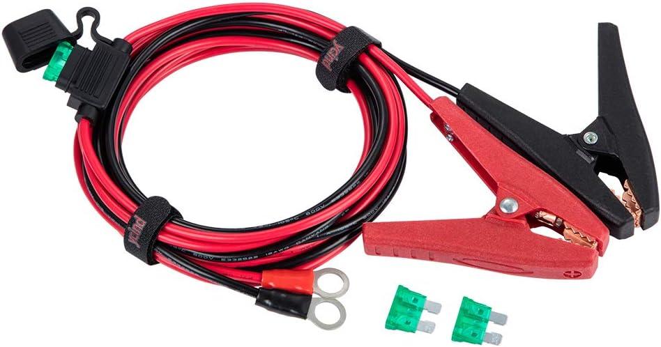 Battery Alligator Clips Clamp Clip-on to 3/8" Ring Eyelet Terminal Boost Cable Heavy Duty 30A Fuse 12V/24V 12AWG Cord 10Ft