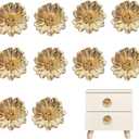 10 Pcs Gold Cabinet Knobs,Zinc Alloy Flower Shape Drawer Knobs,Cabinet Hardware,for Drawer Bathroom Closet Wardrobe Dresser Cabinet