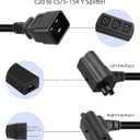 GELRHONR 1FT C20 to C5 and Nema 5-15R Piggyback Power Cable, 3 Prong C20 Plug to Female C5 & 5-15R Power Cable Splitter for Servers, Desktop Computers, Monitors and More (C20 to C5+5-15R, 1FT)