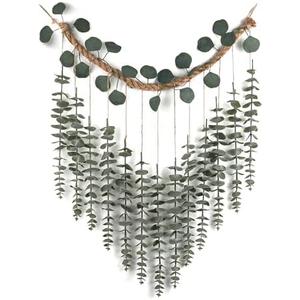 GIAUMA Artificial Eucalyptus Wall Decor Fake Plant Greenery Leaves Wall Hanging Sage Green Faux Plants on 19.7 inch Jute Rope Rustic Boho Farmhouse Decor for Bathroom Bedroom Dining Room Indoor Home
