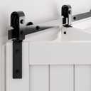 WINSOON 36" Bifold Barn Door Hardware: Smooth Quietly Bi-fold Sliding Door Hardware for 32" Closet Doors - Black Folding Track Kit Easy to Install - Bi Fold Barn Door Hardware Kit