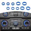 RT-TCZ for Silverado Console Control Knob Covers Trim Rings for Chevy Silverado 2019 up for Suburban 2020 up for Tahoe 2021 up Blue Interior Accessories, 10Pcs