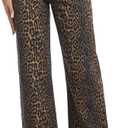 Women's Jeans Straight Leg Casual High Waisted Stretch Trendy Black Pull On Jeans for Women (8, Coffee Leopard Print)