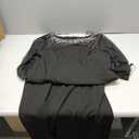 Alex Evenings Women's Long Shift Dress with Illusion Neckline (Petite and Regular Sizes), Black and Silver, Siz14